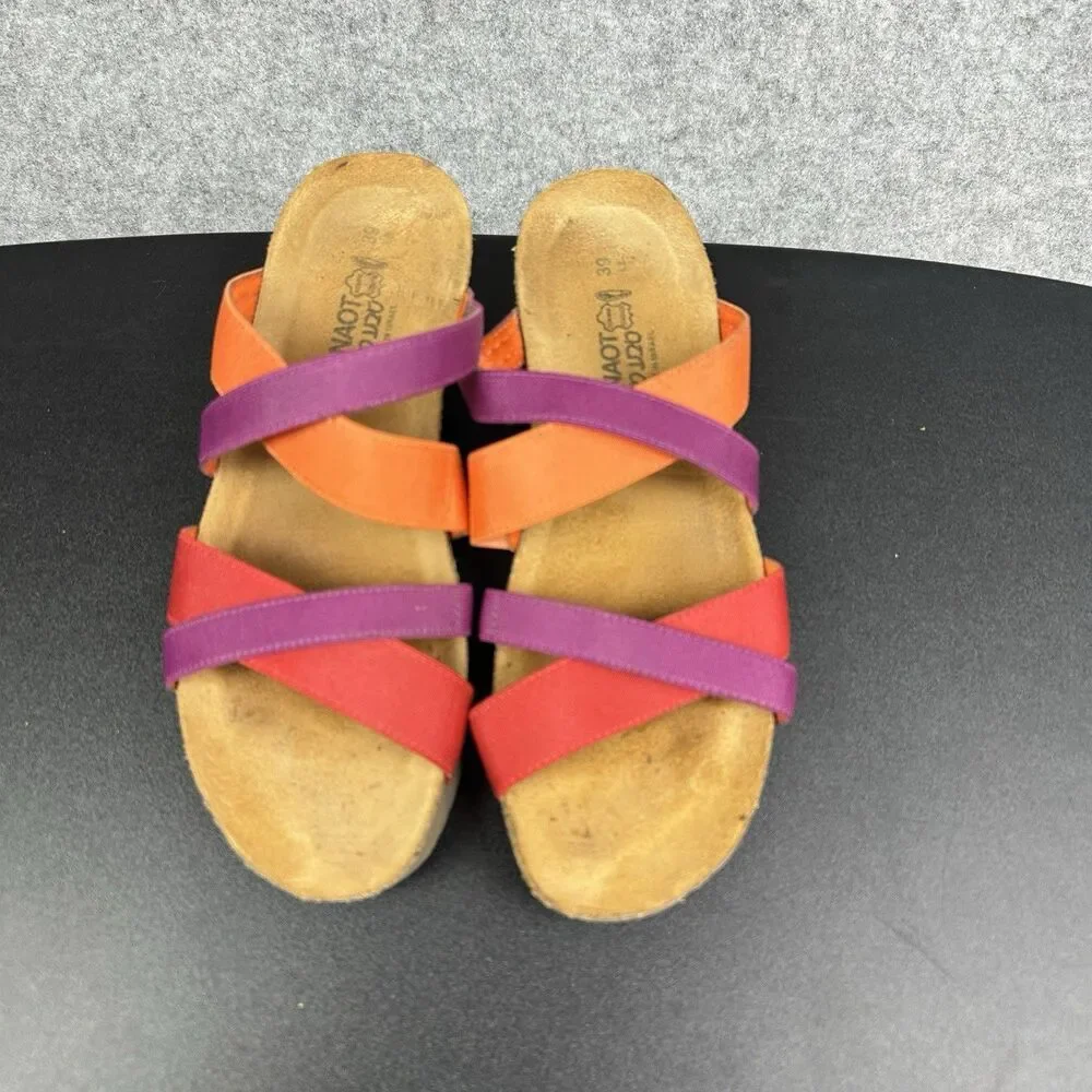 Naot Roxanna Stretch Sandals Womens Size US 8 Red Orange Strappy Slip On EU 39